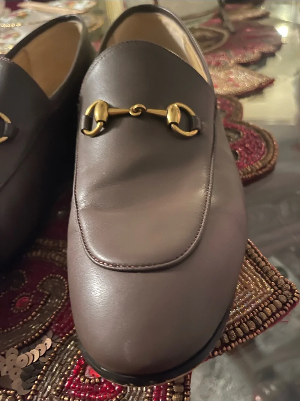 Gucci Brown Leather Horsebit Loafers